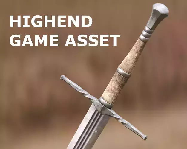 Medieval Sword for Games and Cinematics 04 Low-poly 3D model
