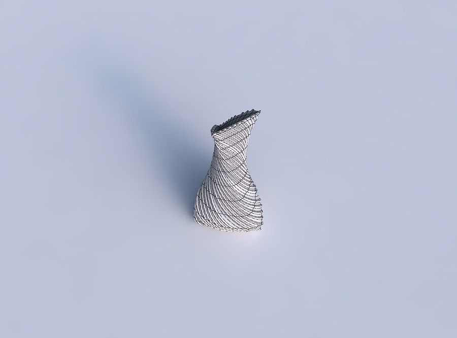 Vase twist puffy tappered triangle with twisted extruded lines 3D print model_6