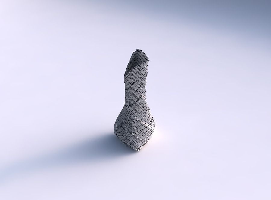 Vase twist puffy tappered triangle with twisted extruded lines 3D print model_5