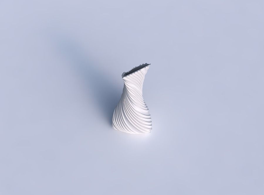 Vase twist puffy tappered triangle with twisted extruded lines 3D print model_1