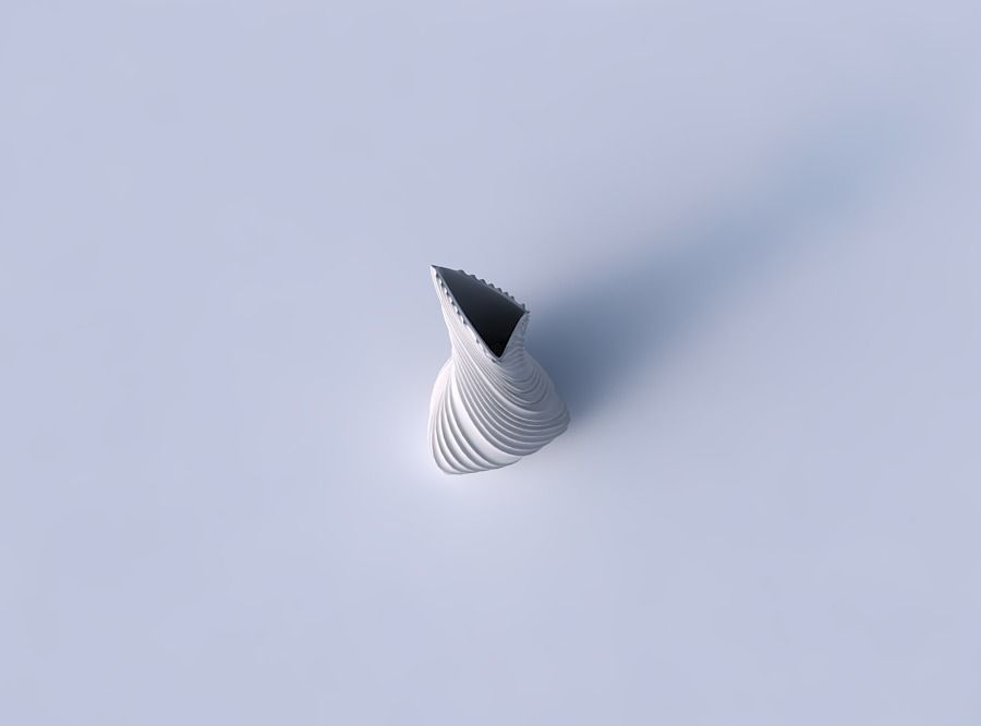 Vase twist puffy tappered triangle with twisted extruded lines 3D print model_2