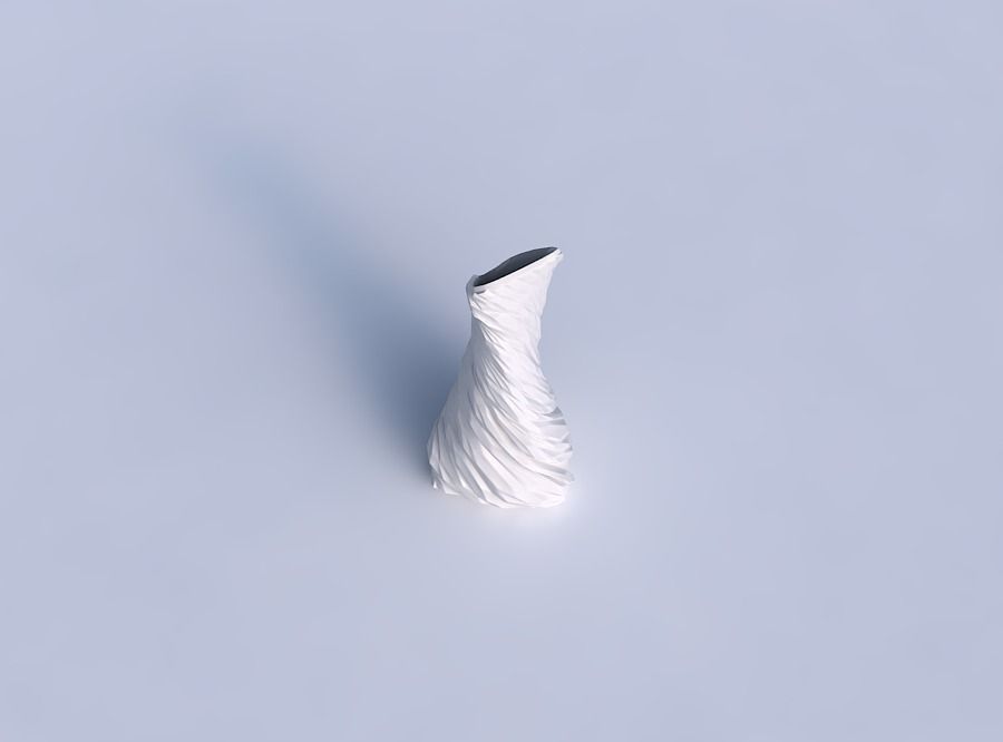 Vase twist puffy tappered triangle with twisted rocky bulges 3D print model_1