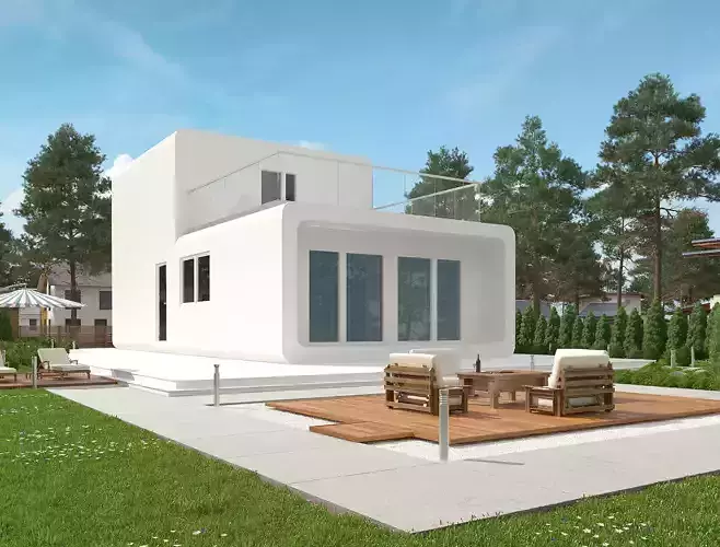  Modular residential building for industrial 3d printing