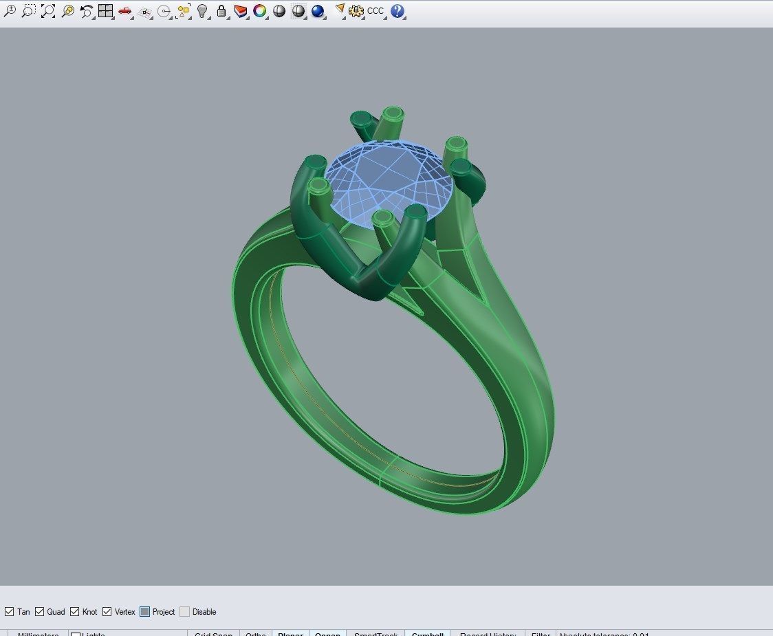Engagement Ring STL File Format ready For 3D Printing - CC80TT 3D print model_12