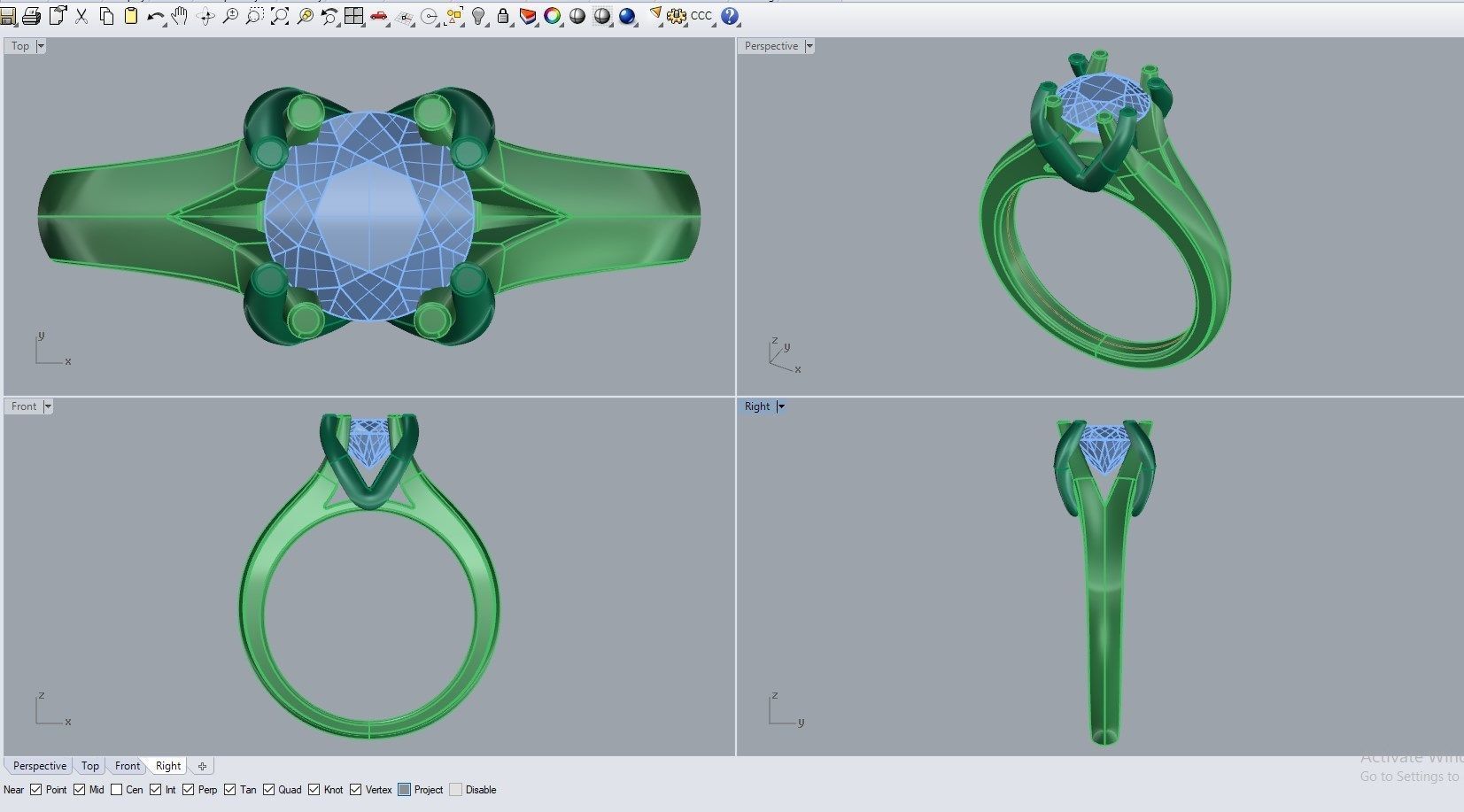 Engagement Ring STL File Format ready For 3D Printing - CC80TT 3D print model_7