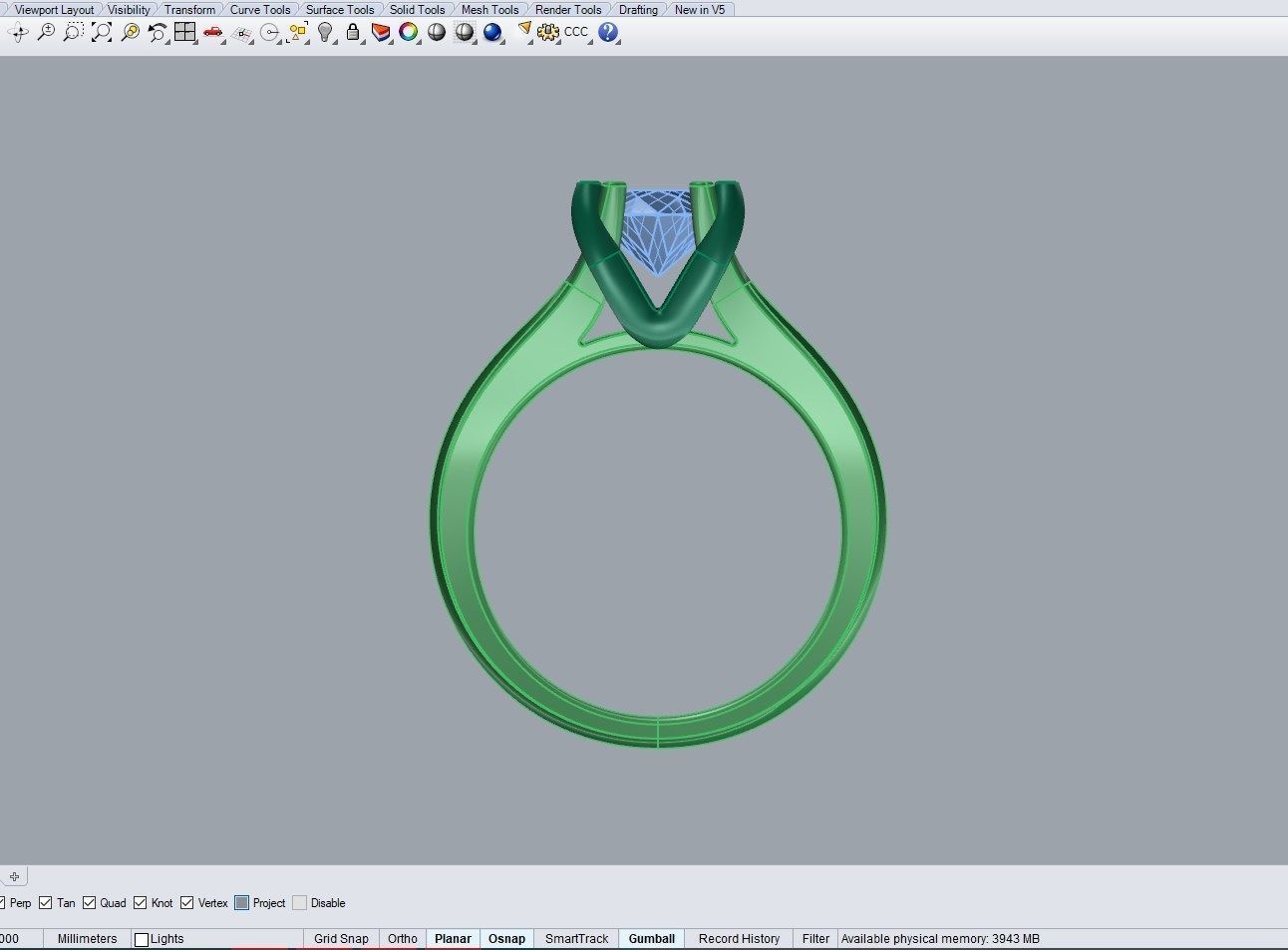 Engagement Ring STL File Format ready For 3D Printing - CC80TT 3D print model_9