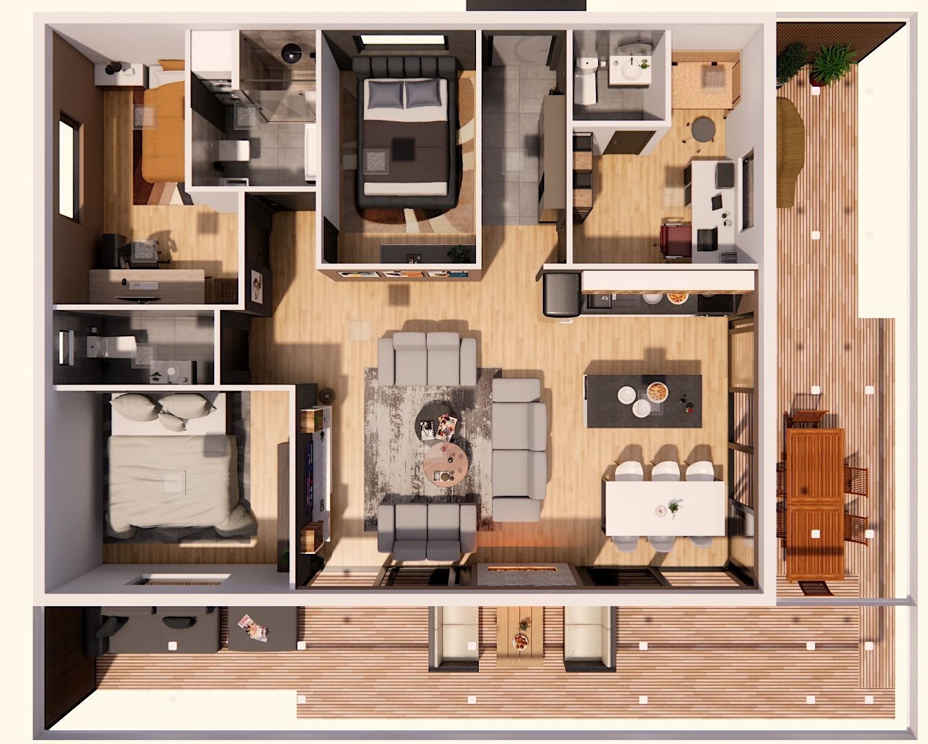 vacation residential modern house zaja Low-poly 3D model_2