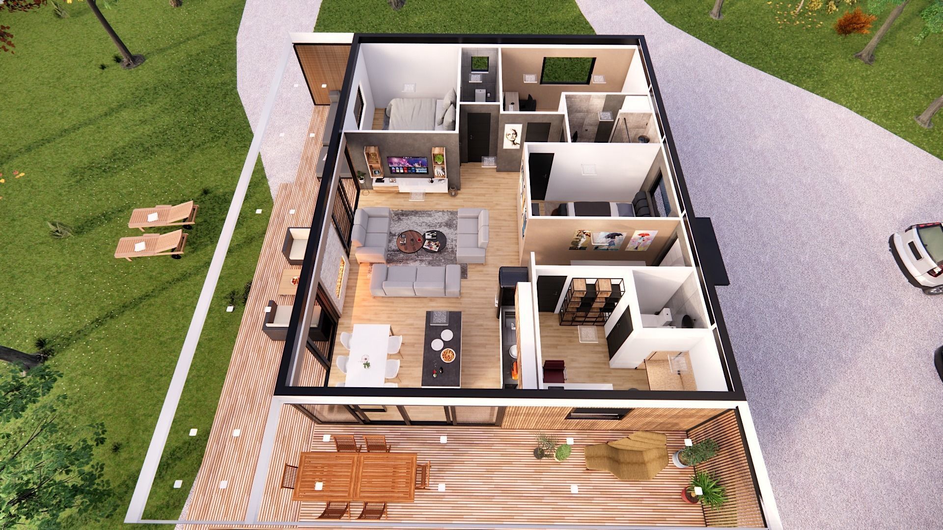 vacation residential modern house zaja Low-poly 3D model_13