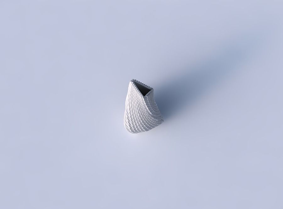 Vase twist puffy tipped triangle with bent extruded pattern 3D print model_2