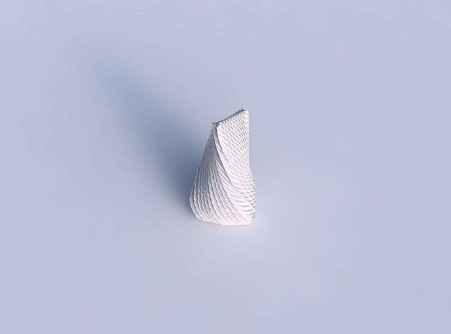 Vase twist puffy tipped triangle with bent extruded pattern 3D print model_1