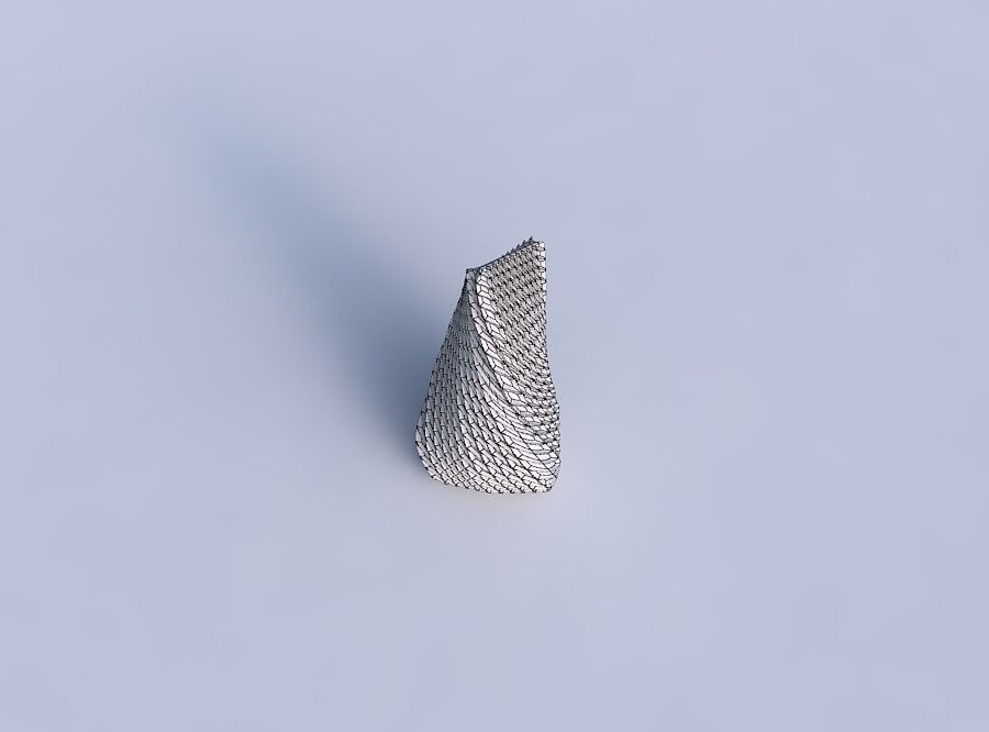 Vase twist puffy tipped triangle with bent extruded pattern 3D print model_6