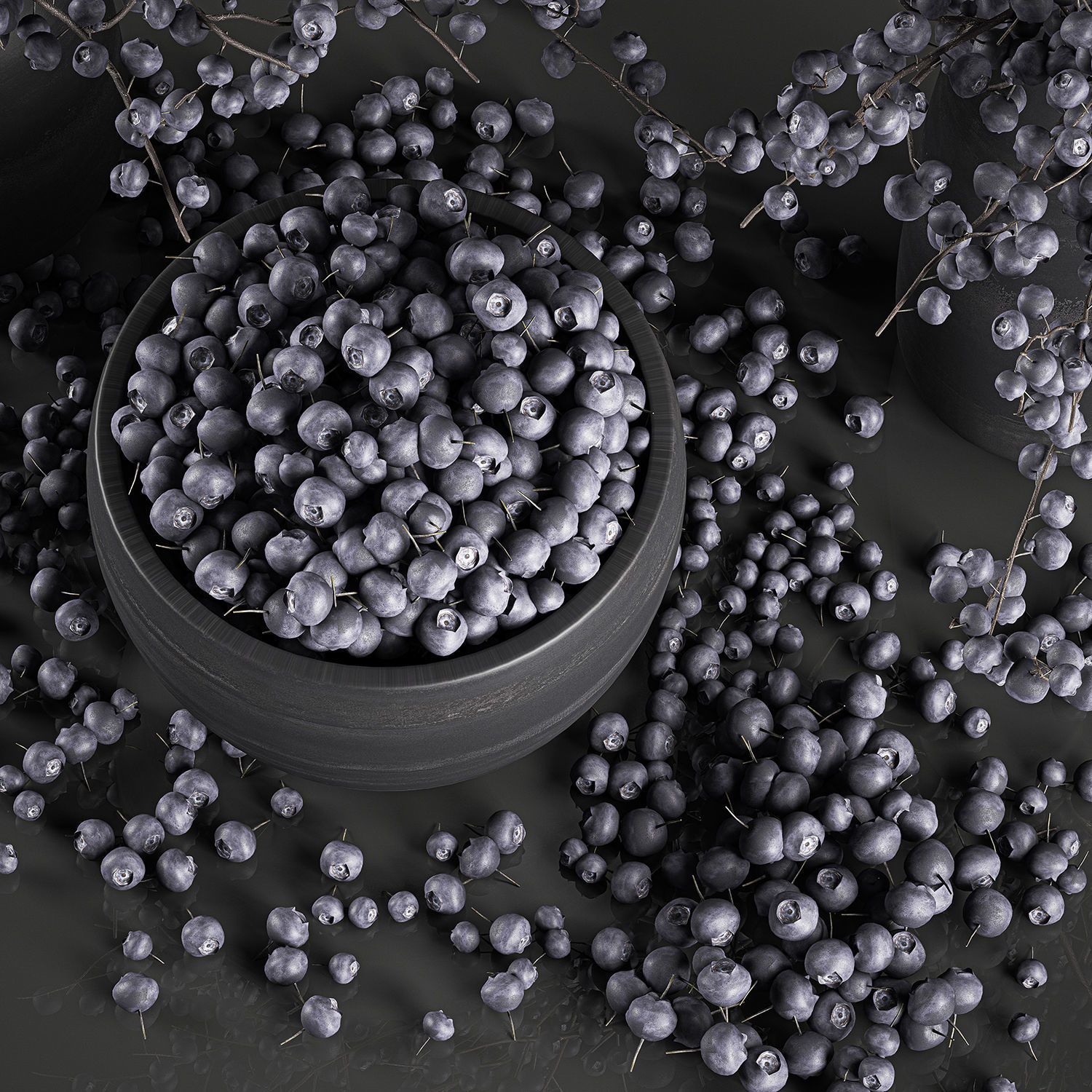 Decorative bouquet blueberry tree in Pots for the interior 547 3D model_1