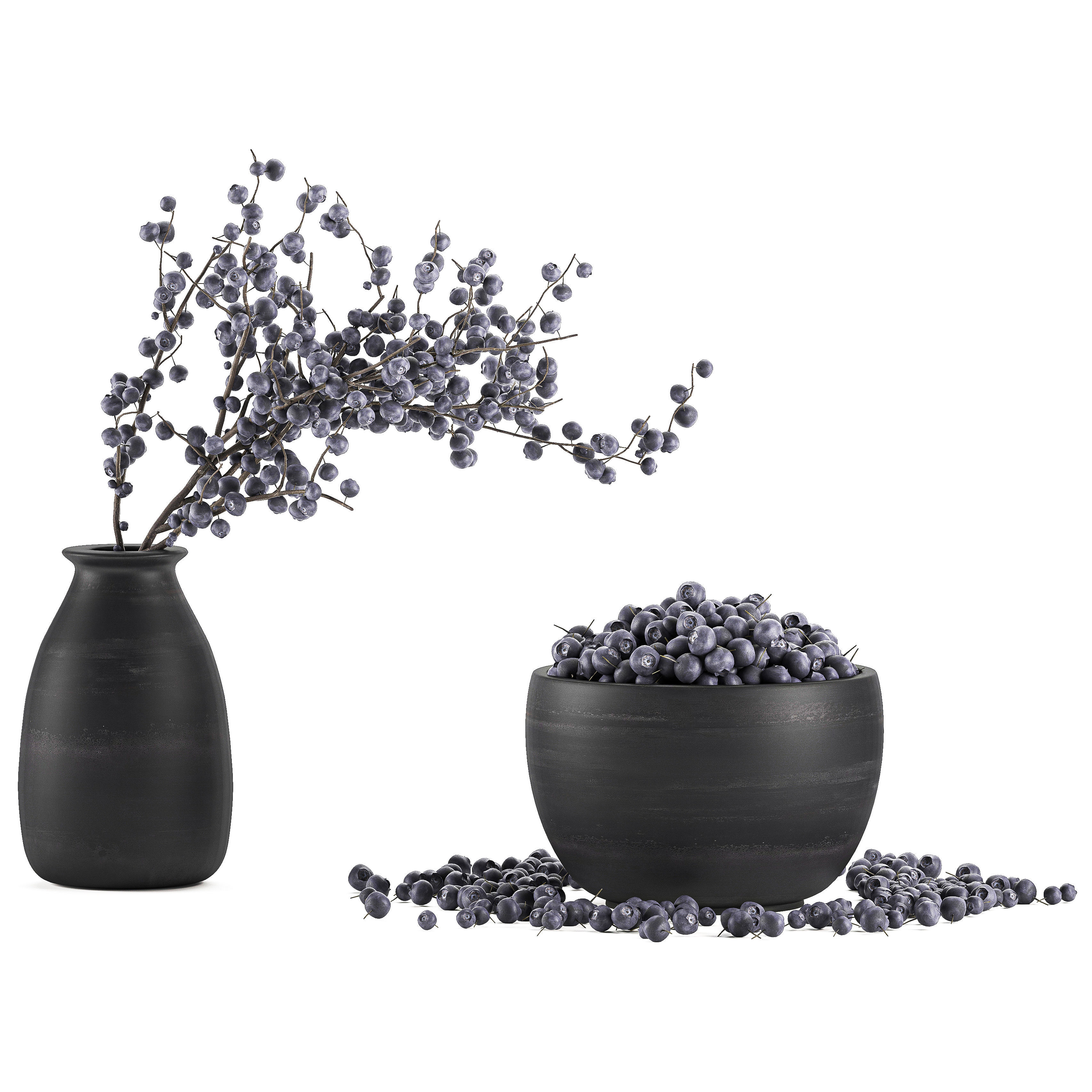 Decorative bouquet blueberry tree in Pots for the interior 547 3D model_5