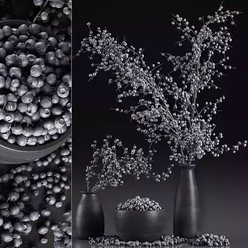 Decorative bouquet blueberry tree in Pots for the interior 547 3D model