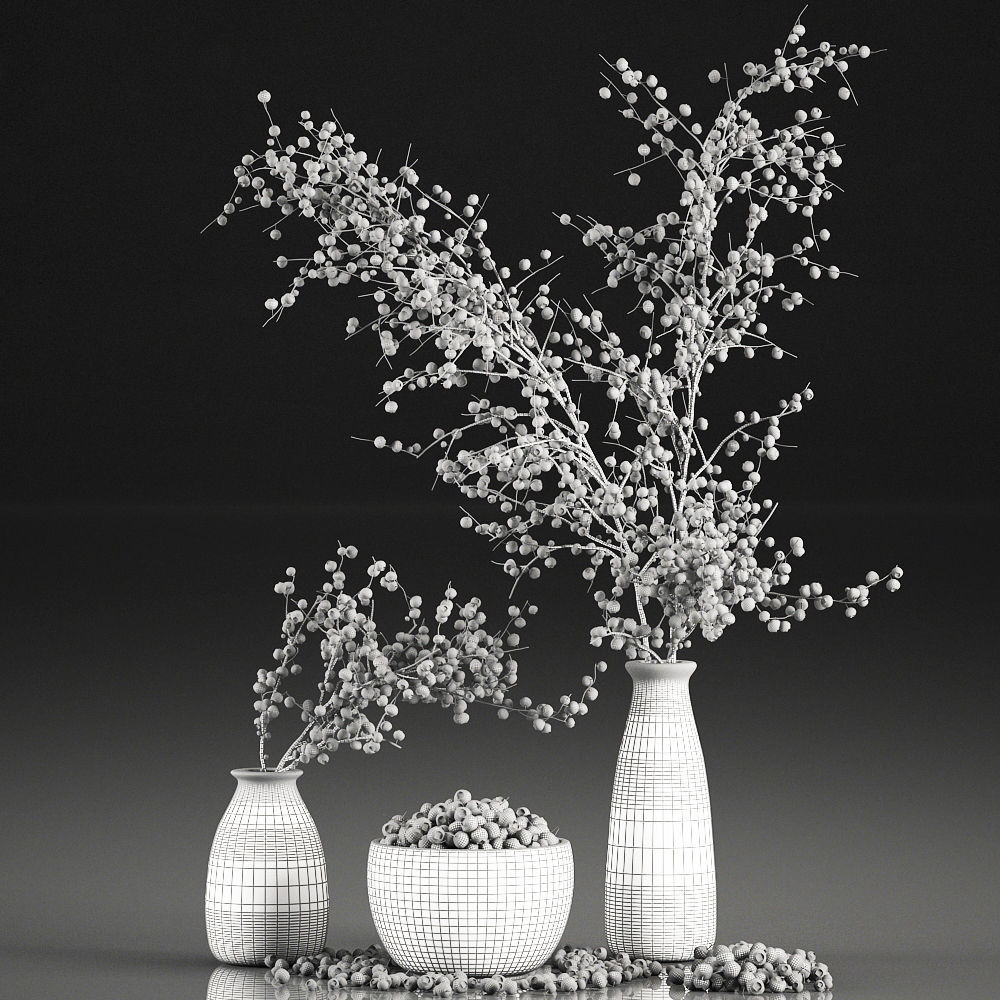 Decorative bouquet blueberry tree in Pots for the interior 547 3D model_8