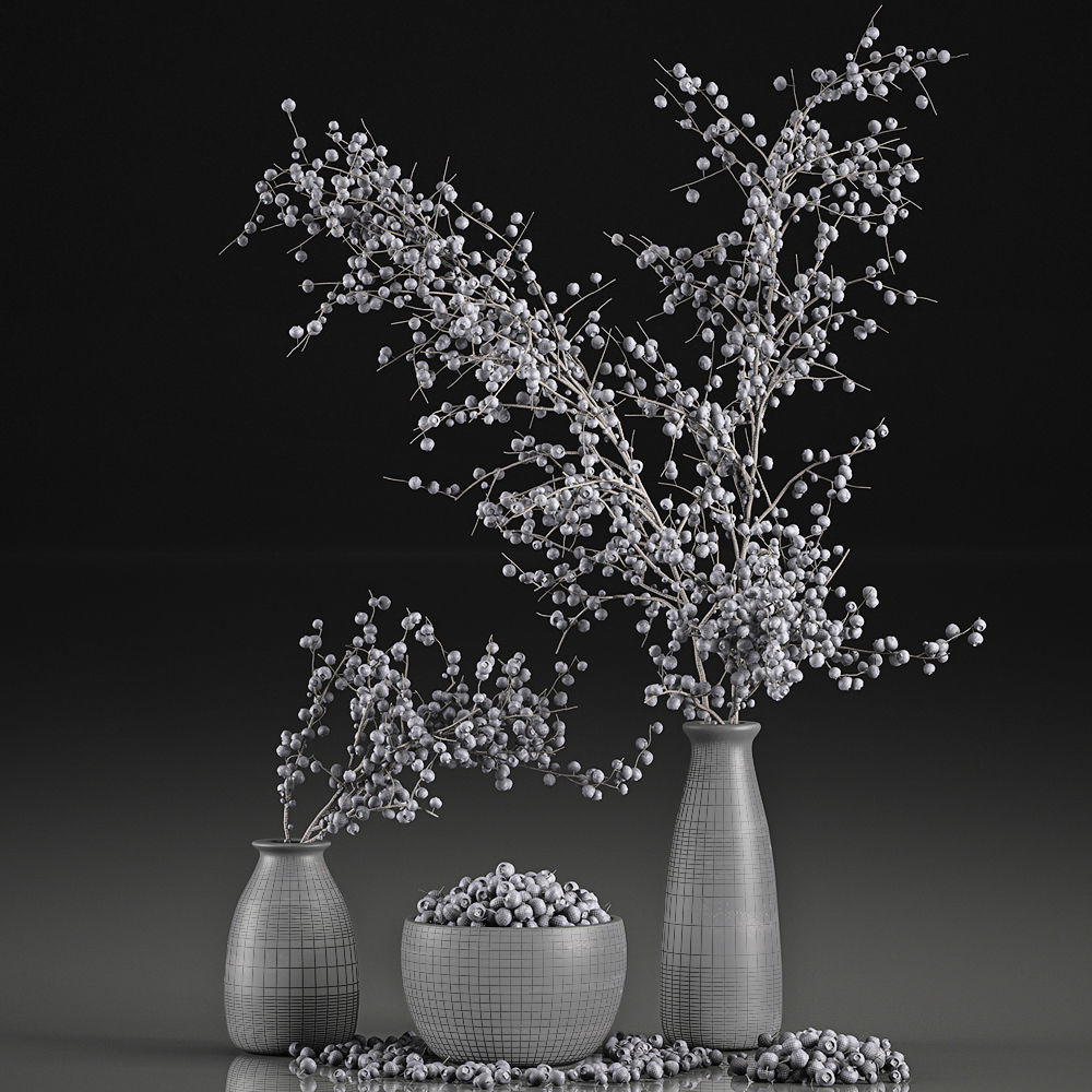 Decorative bouquet blueberry tree in Pots for the interior 547 3D model_7