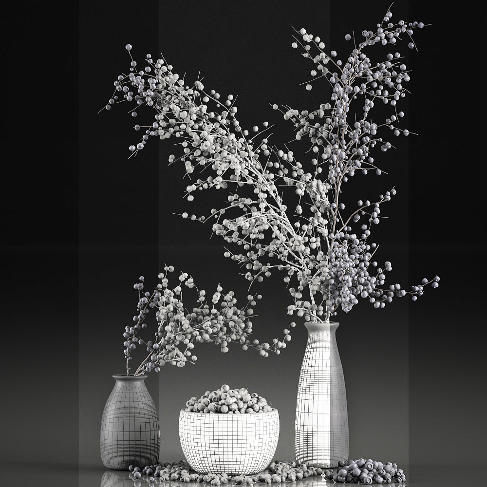 Decorative bouquet blueberry tree in Pots for the interior 547 3D model_6