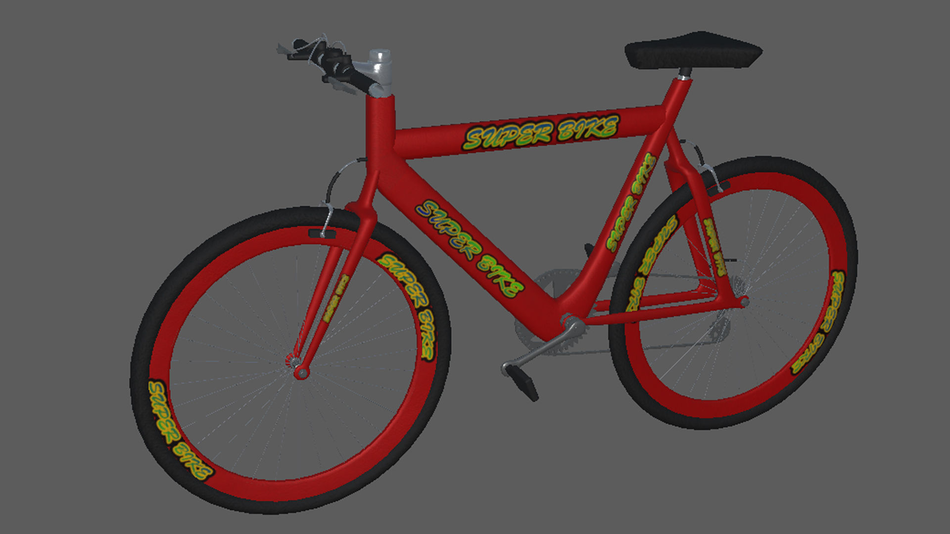 Bikes bike with lettering Low-poly 3D model_3