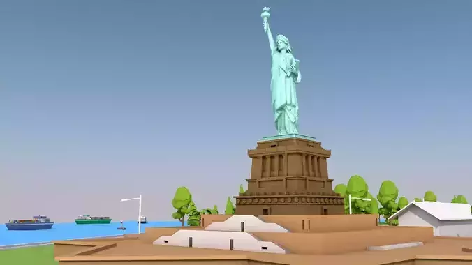 Low Poly The Statue of Liberty Landmark