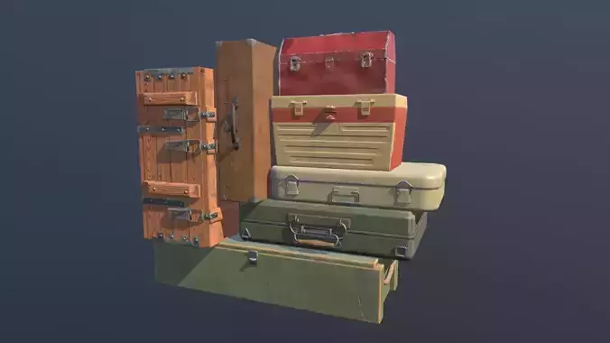 Opening Boxes Animated PBR Low-poly 3D model