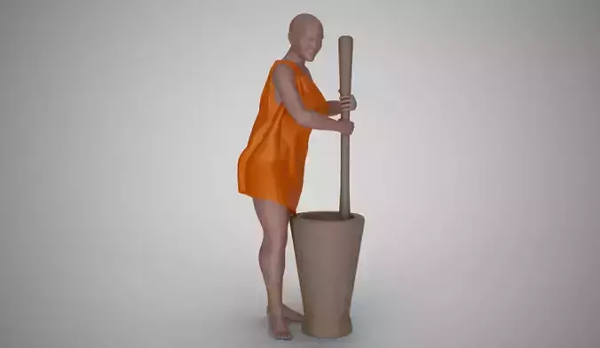 Woman Pounding Wheat