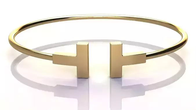 T Narrow Wire Bracelet 3D print model