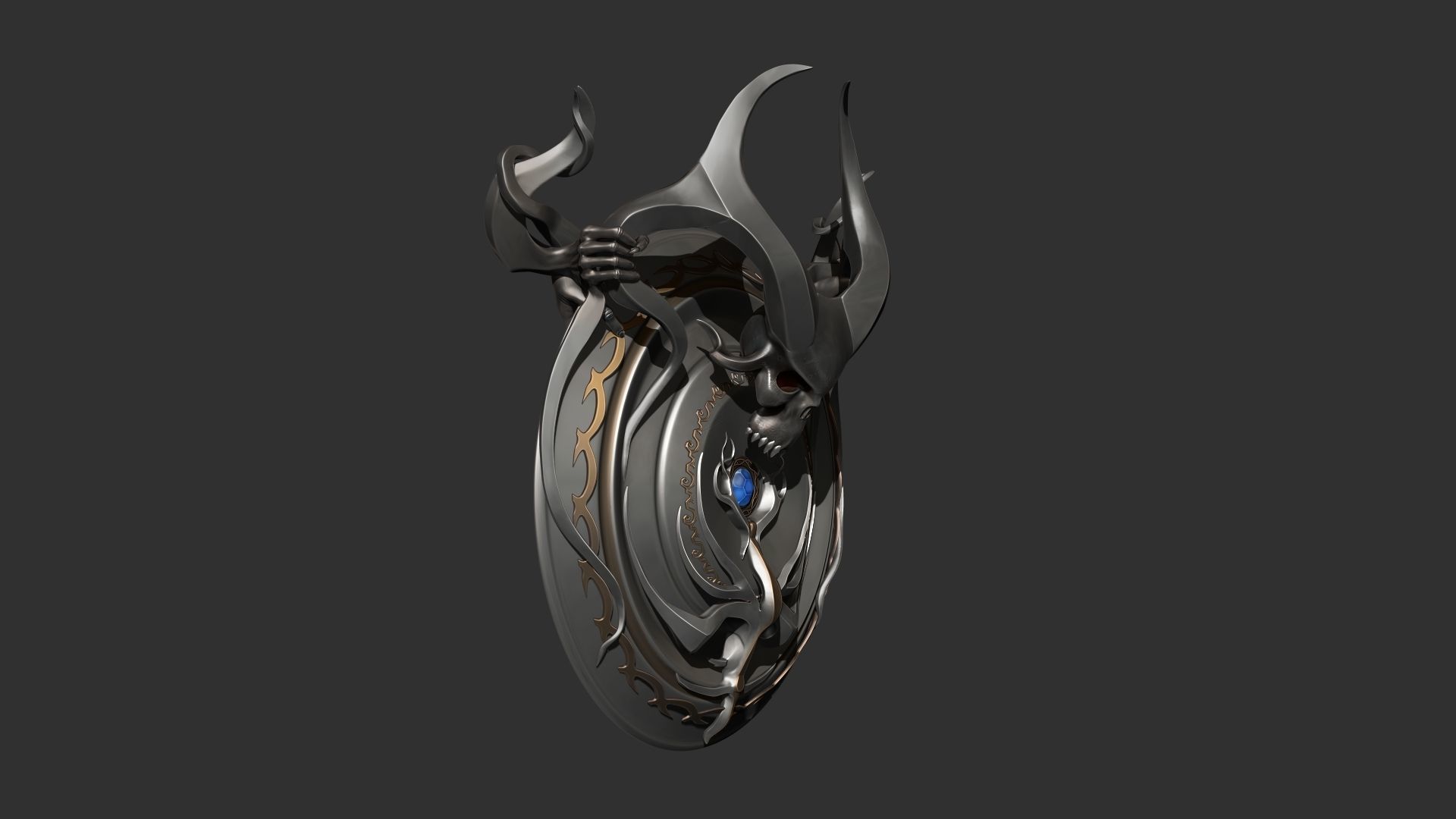Shield high poly with horns 3D model_3