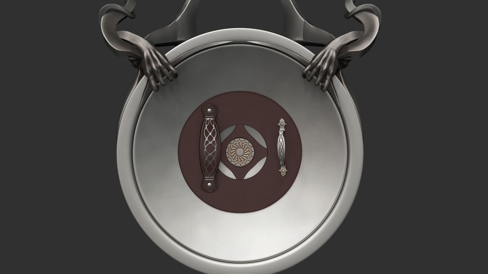 Shield high poly with horns 3D model_8