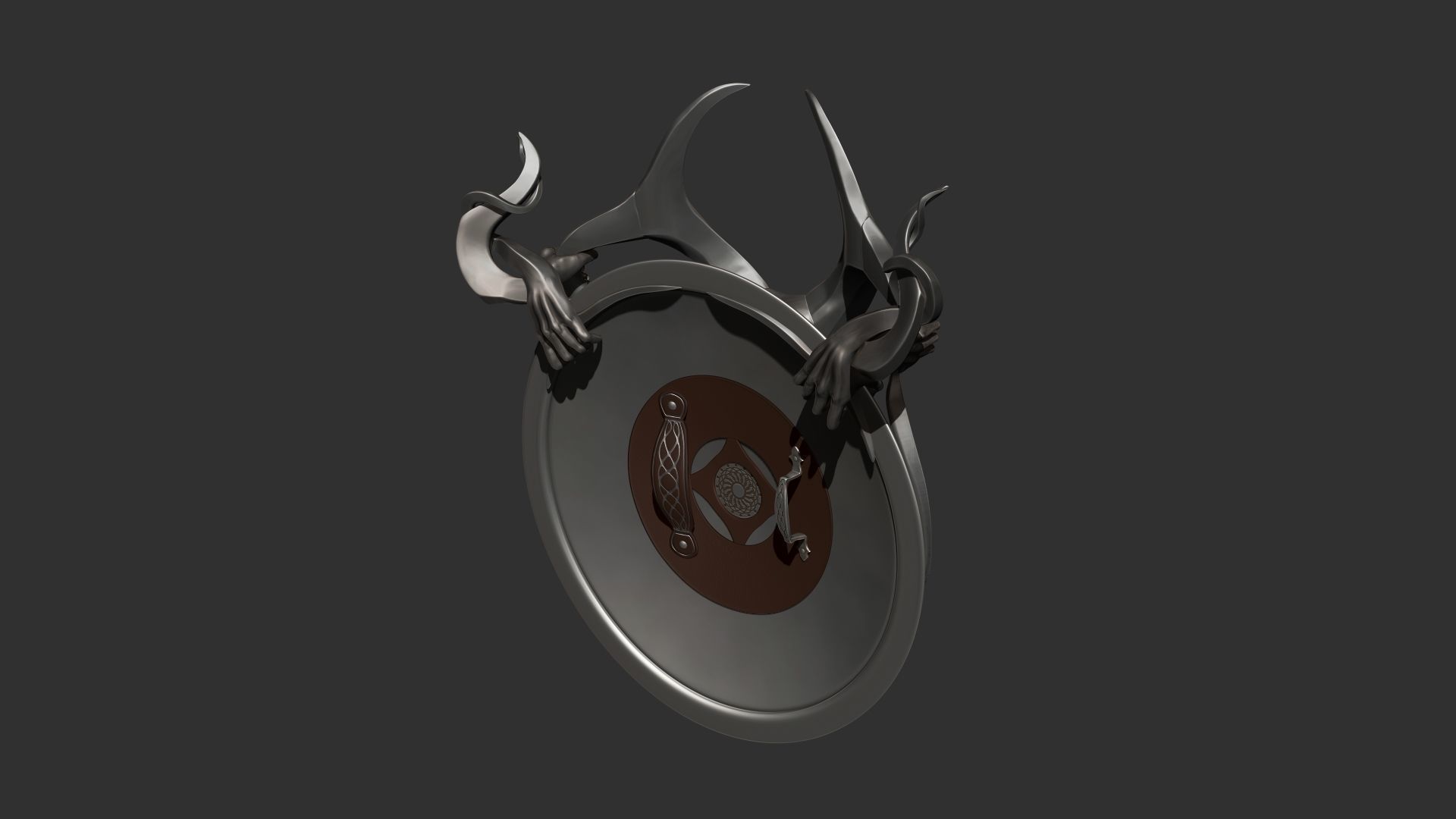 Shield high poly with horns 3D model_4