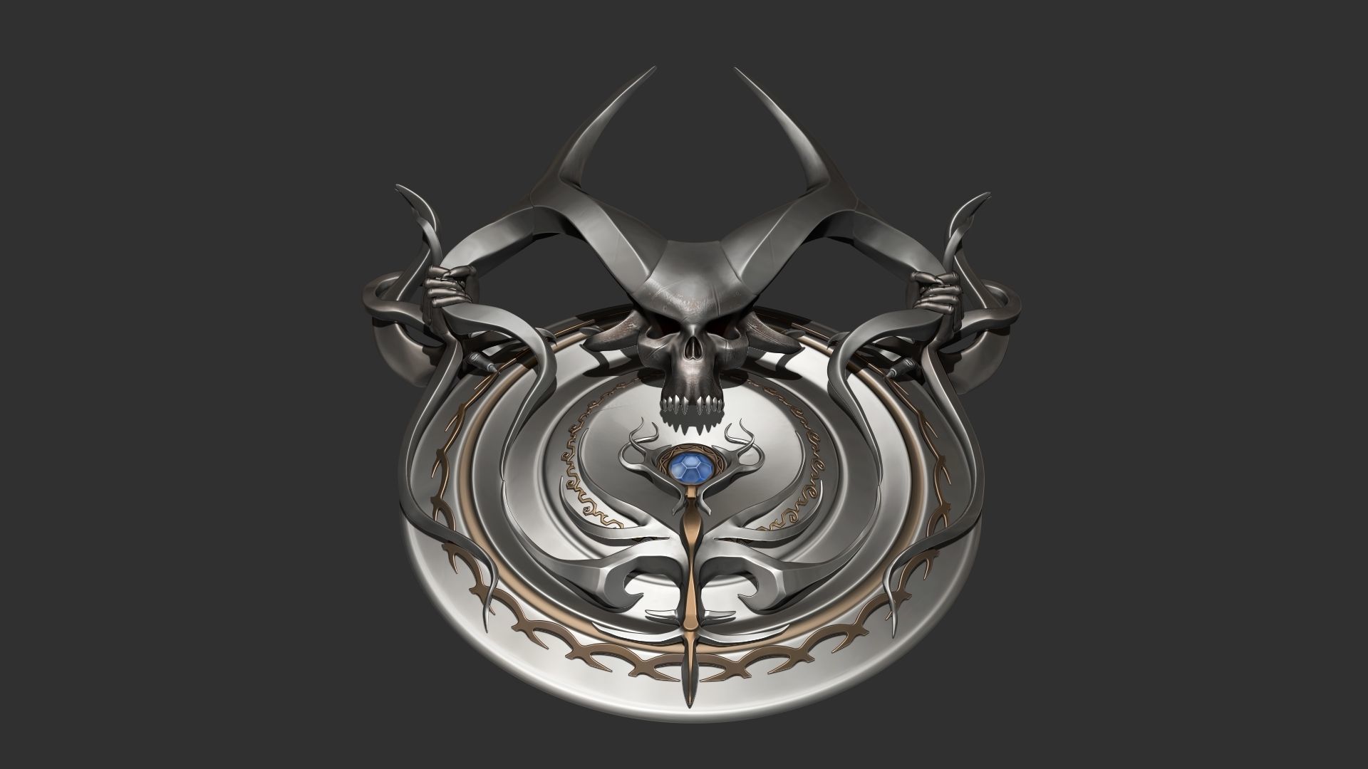 Shield high poly with horns 3D model_2