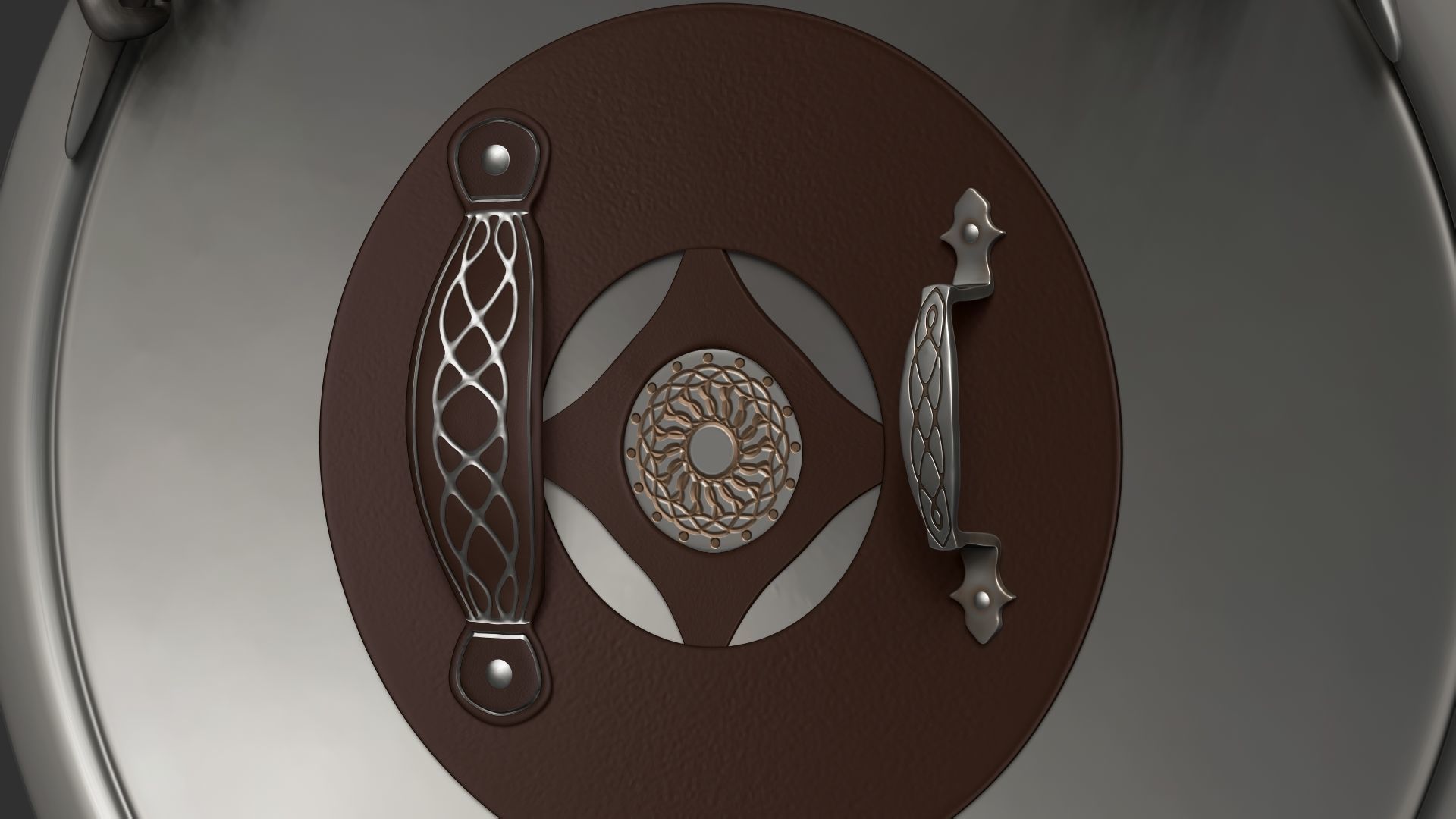 Shield high poly with horns 3D model_9