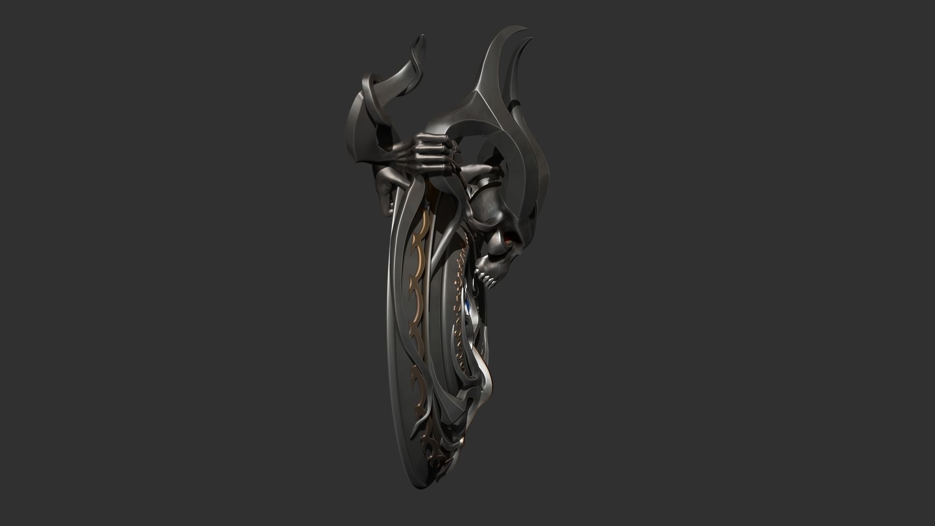 Shield high poly with horns 3D model_6