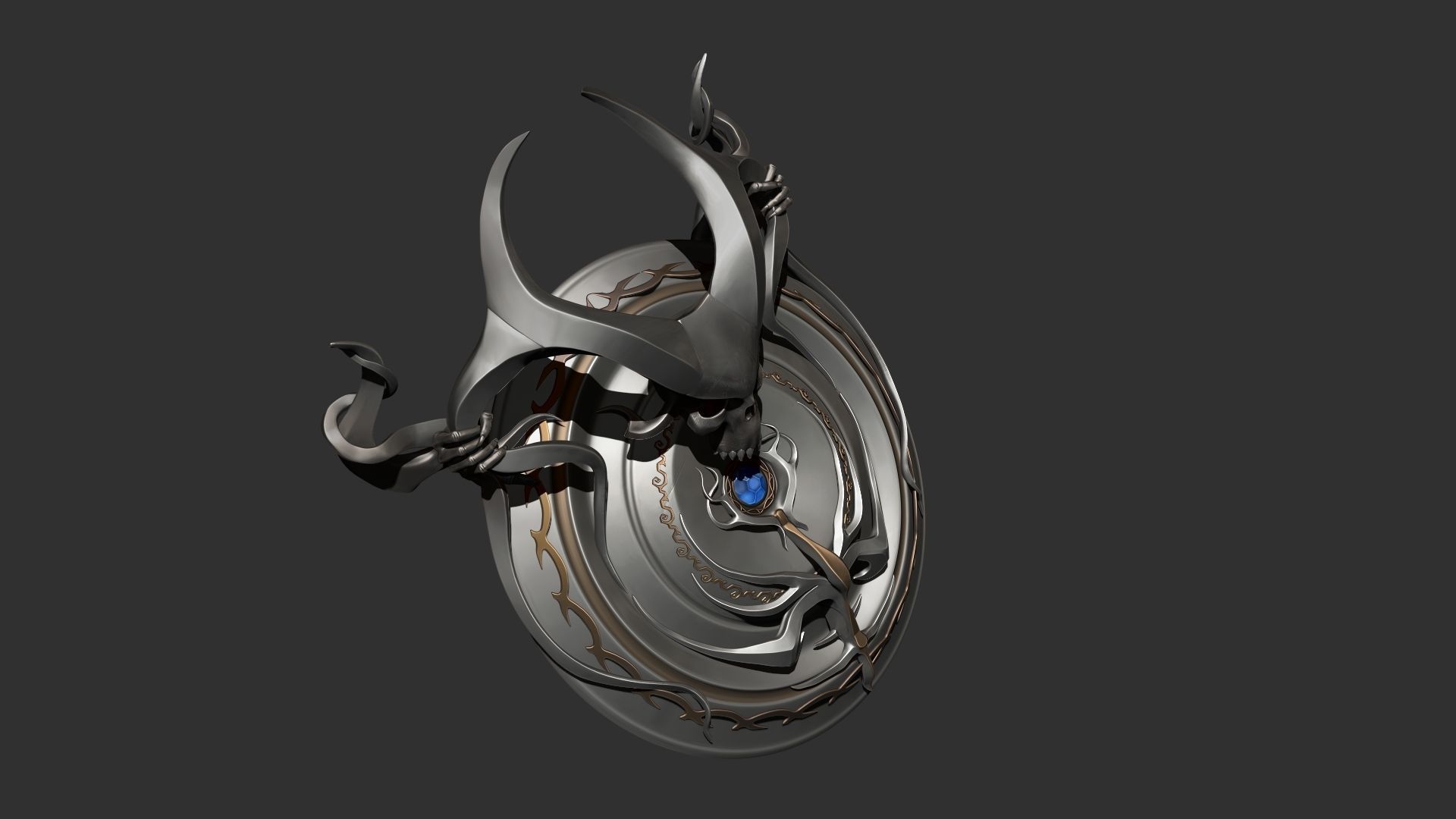 Shield high poly with horns 3D model_1