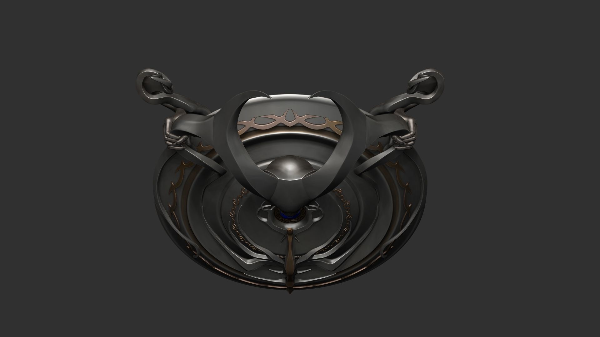 Shield high poly with horns 3D model_5