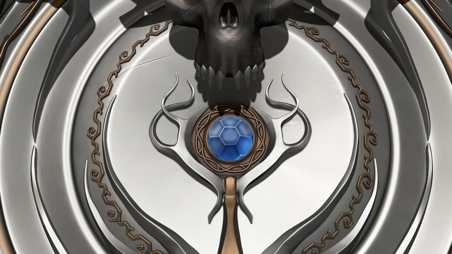 Shield high poly with horns 3D model_7