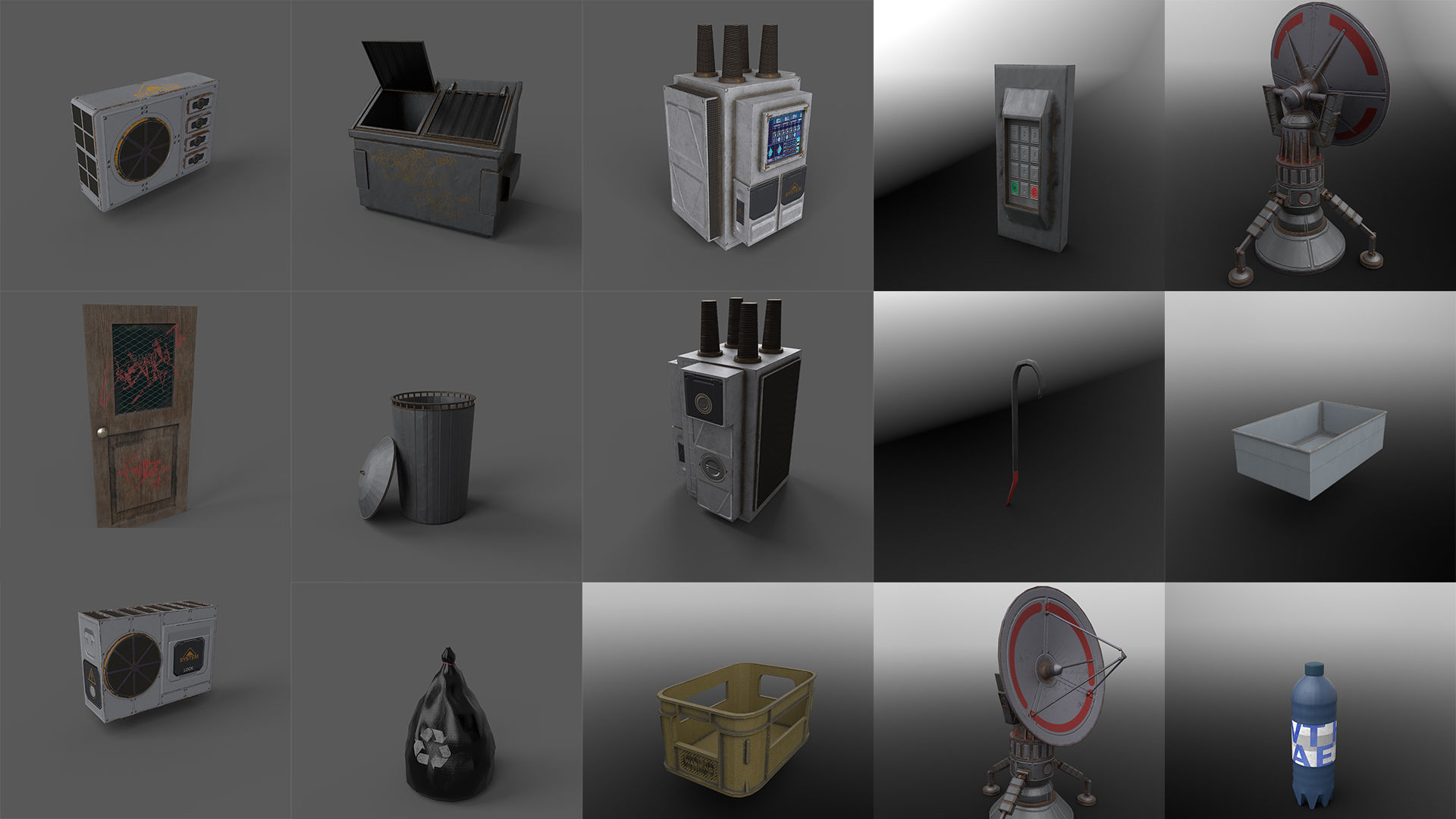 Sci-fi street Low-poly 3D model_3