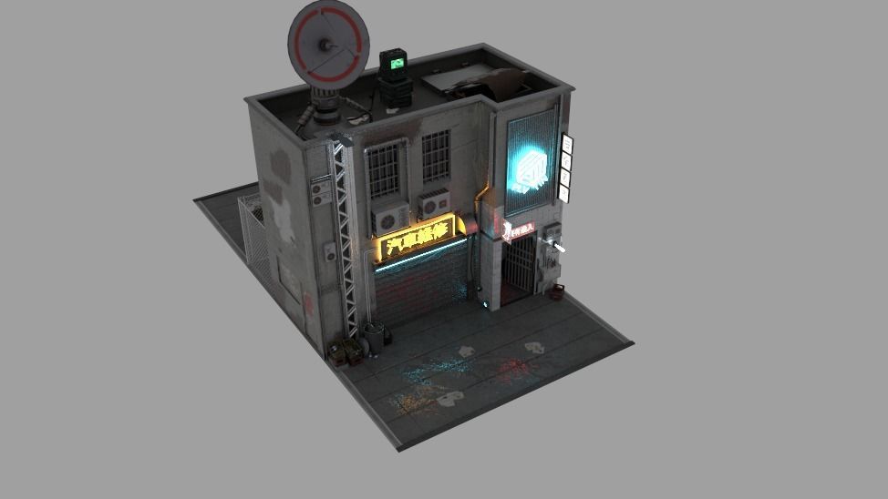Sci-fi street Low-poly 3D model_7