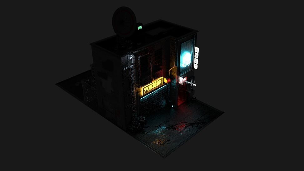 Sci-fi street Low-poly 3D model_5