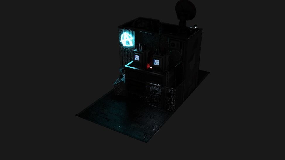 Sci-fi street Low-poly 3D model_6