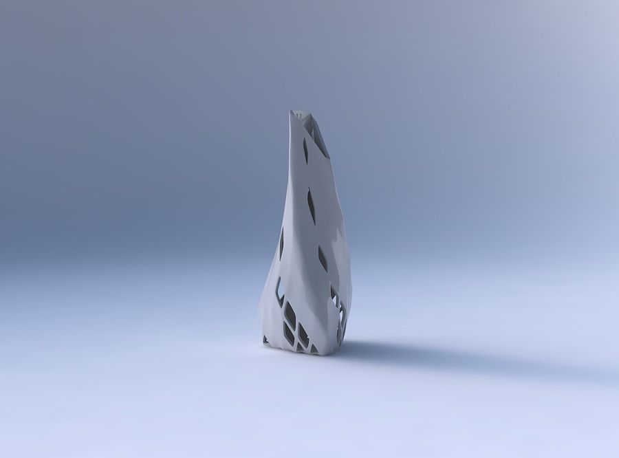 Vase twist puffy tipped triangle with diagonal grid lattice 2 3D print model_4