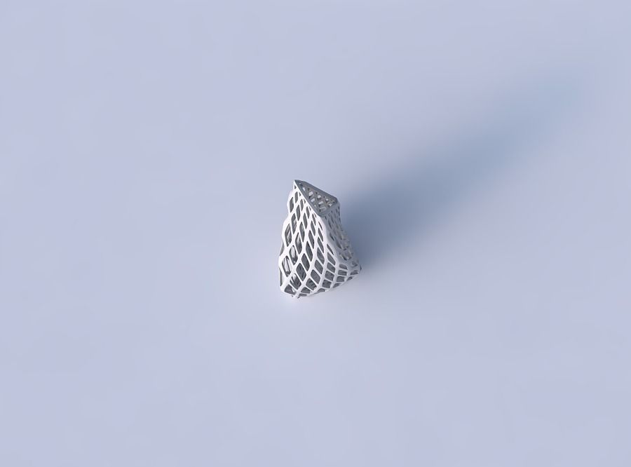 Vase twist puffy tipped triangle with diagonal grid lattice 3D print model_2