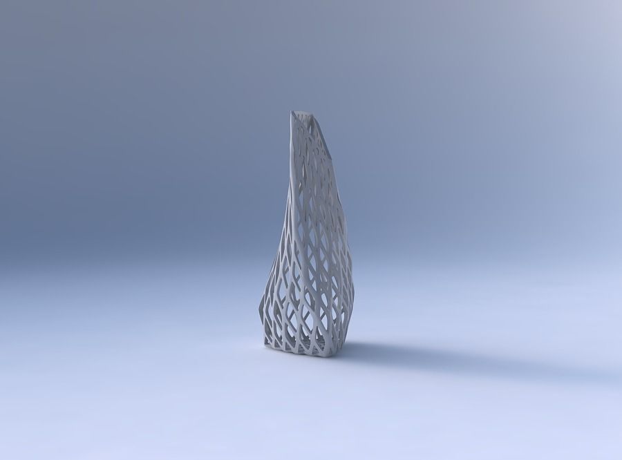 Vase twist puffy tipped triangle with diagonal grid lattice 3D print model_4