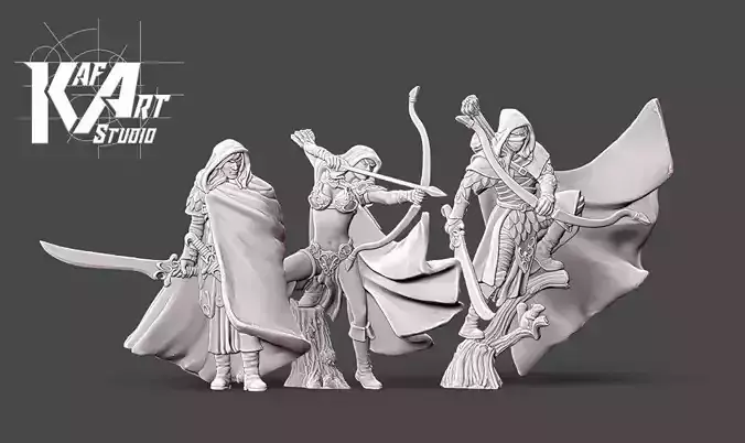 Elves Bundle - 3 Wood elves 35mm scale