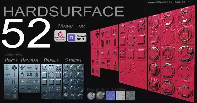 HARDSURFACE ESSENTIAL ALPHAS PACK Free 3D model