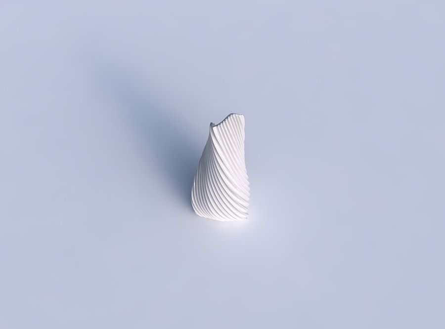 Vase twist puffy tipped triangle with extruded vertical lines 2 3D print model_1