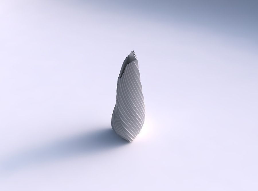 Vase twist puffy tipped triangle with extruded vertical lines 2 3D print model_0