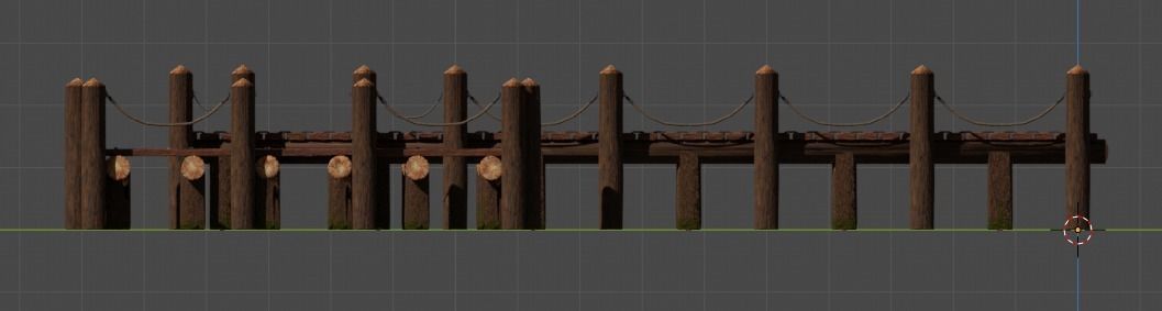 Wooden pier Low-poly 3D model_4