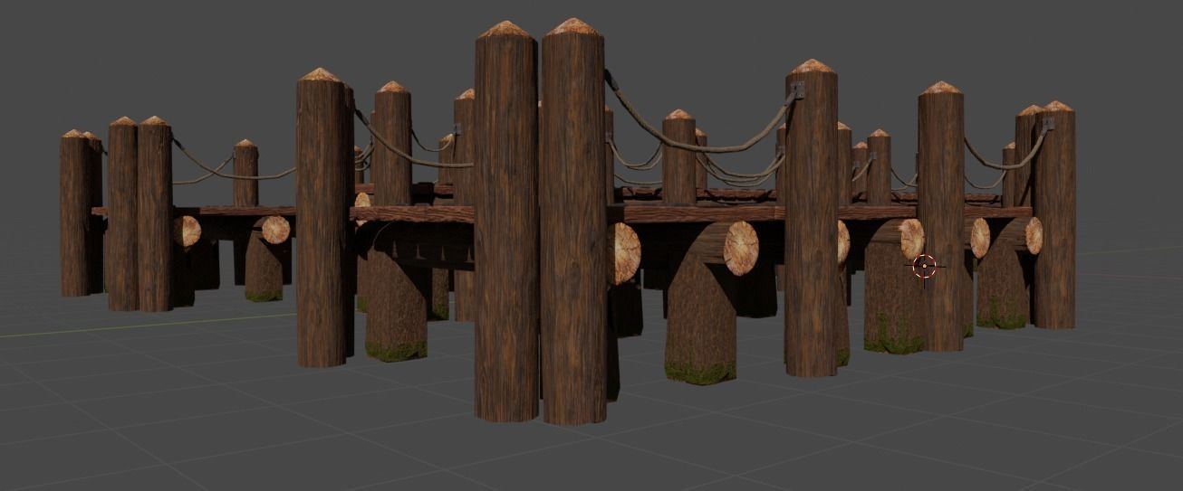 Wooden pier Low-poly 3D model_1