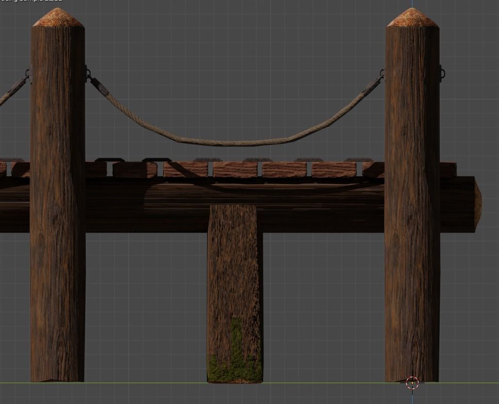 Wooden pier Low-poly 3D model_5