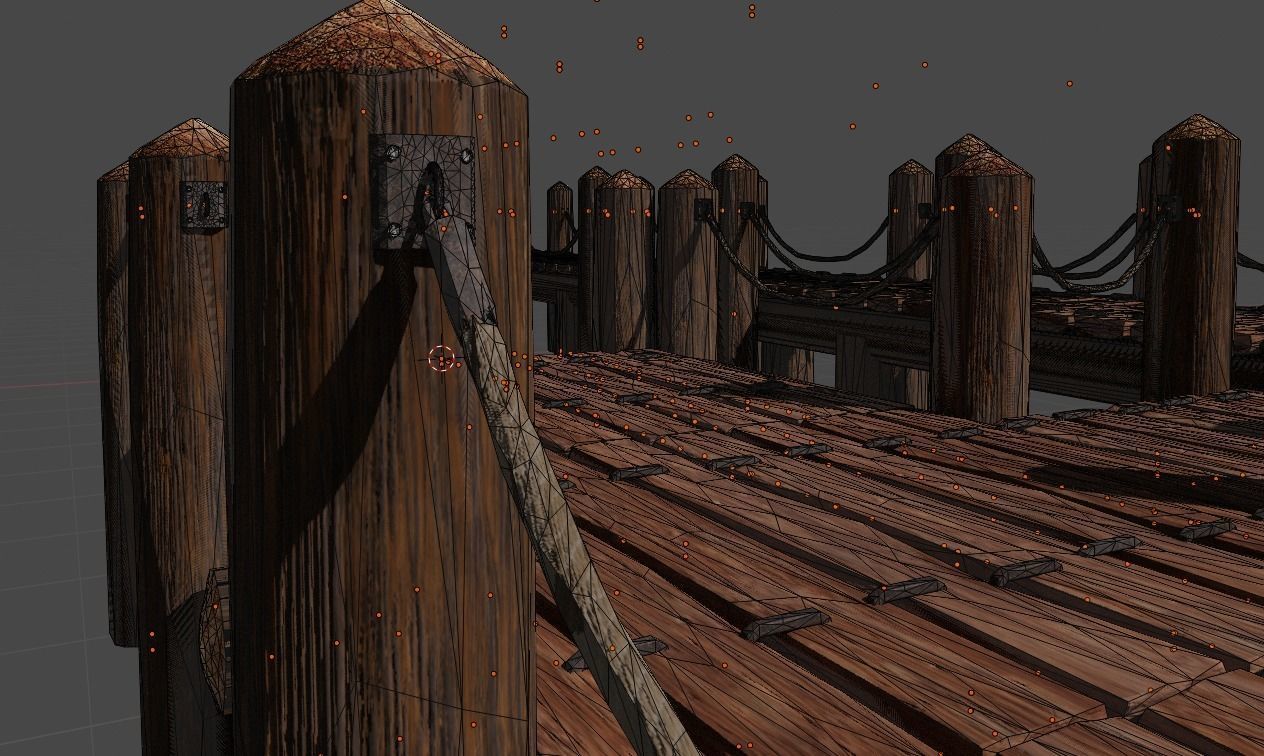 Wooden pier Low-poly 3D model_8